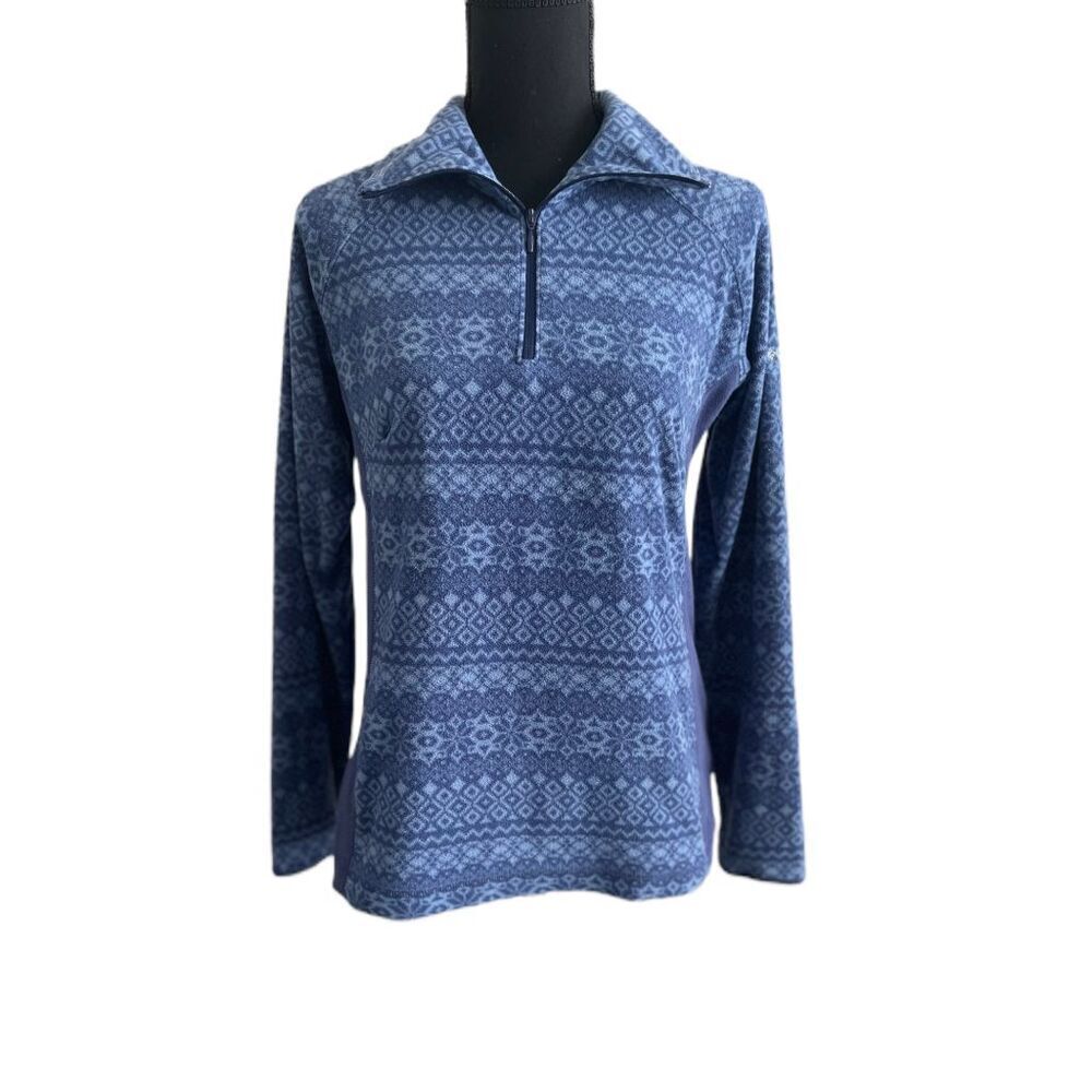 Columbia Fleece Quarter Zip Jacket Pullover Size Medium Blue Aztec